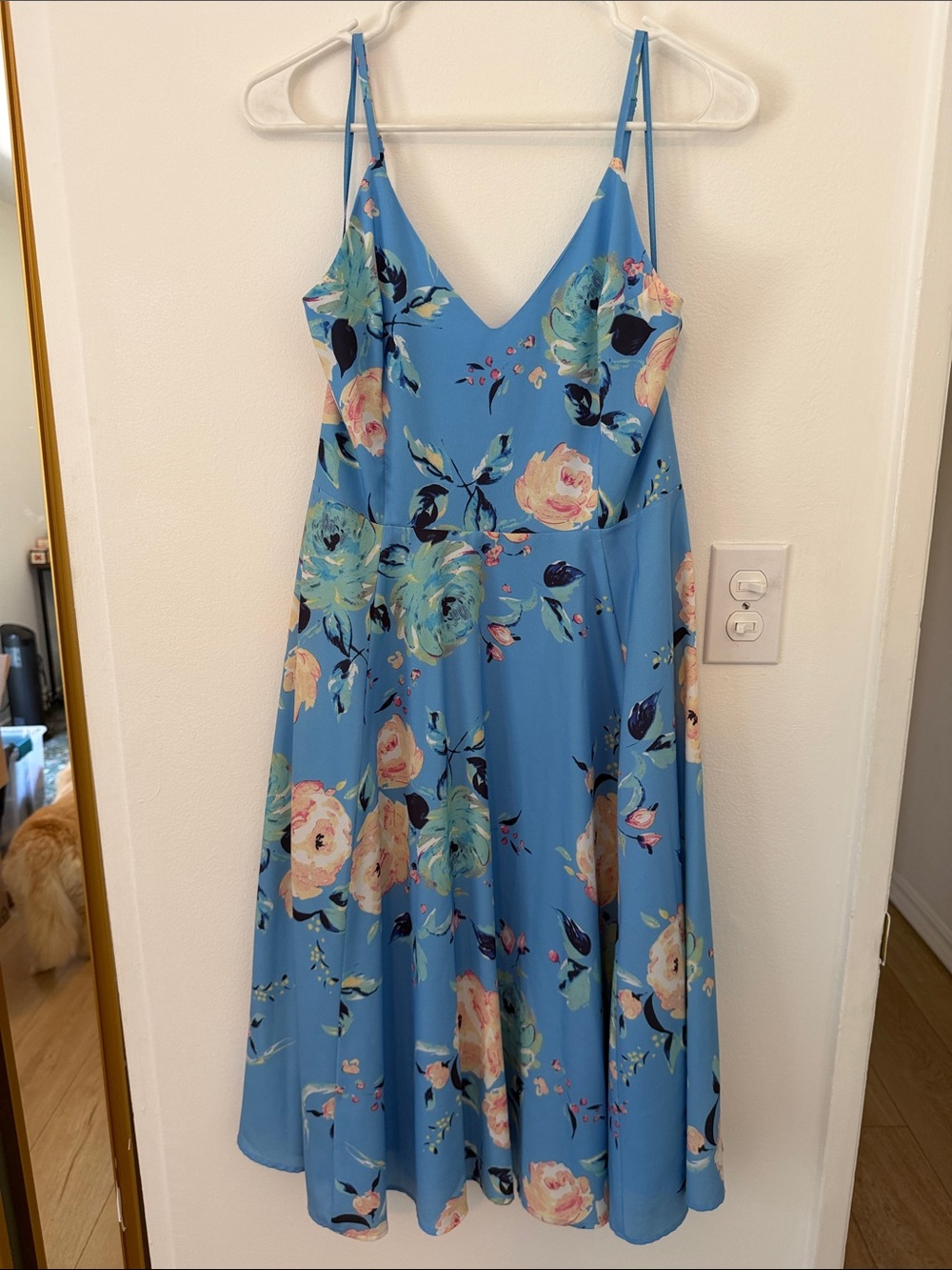 Yumi Kim Blue Floral V-Neck Slip Dress